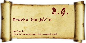 Mravko Gerjén névjegykártya